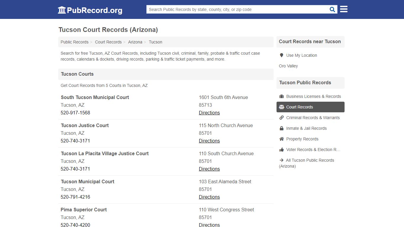 Free Tucson Court Records (Arizona Court Records) - pubrecord.org